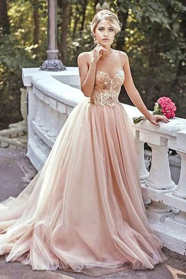 Vestidos de fiesta largos de tul con lentejuelas y hombros descubiertos en forma de A
